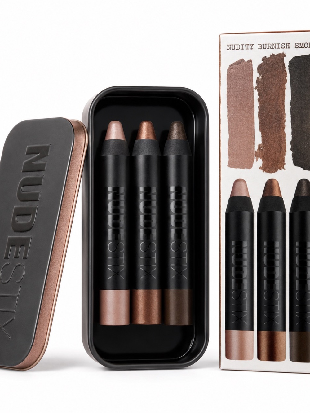 New Nudestix Magnetic Eye Color Pencil Trio Set - Nudity, Burnish, Smoke - NWT